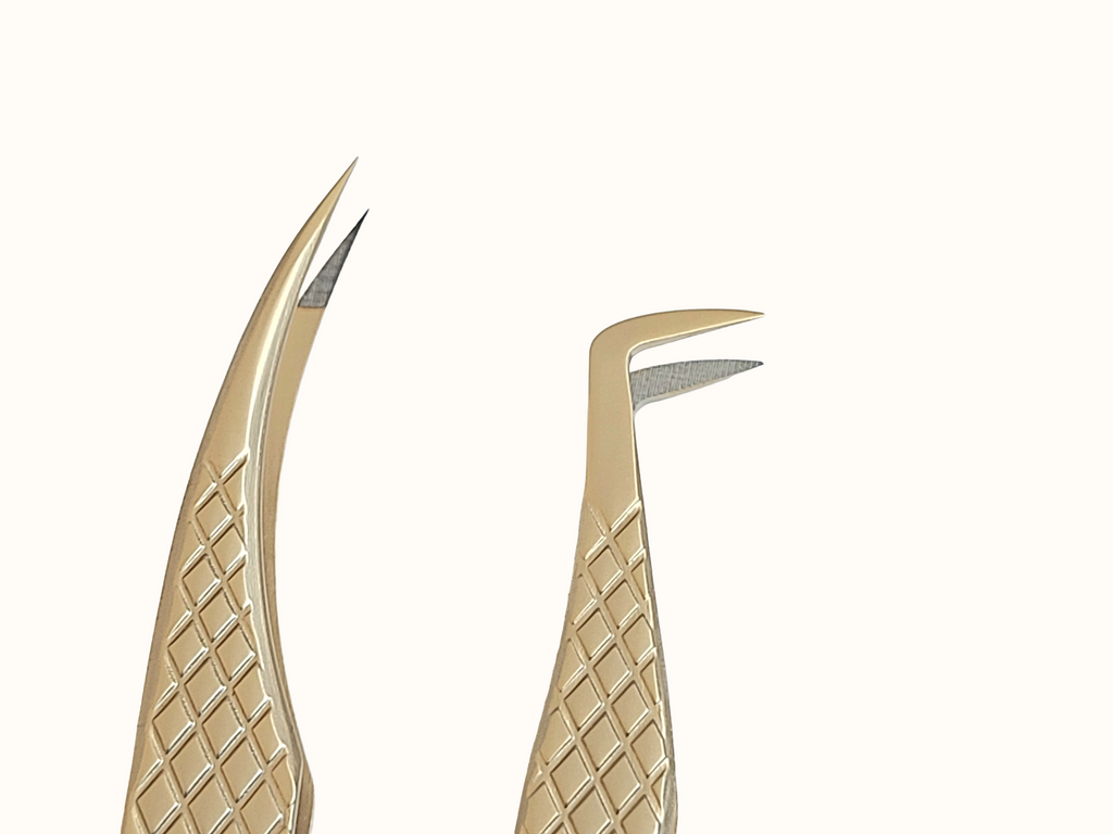 Eyelash extensions tweezers fiber tip
